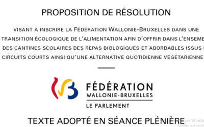Cantines Durables: le Parlement de la Fédération Wallonie-Bruxelles s’engage